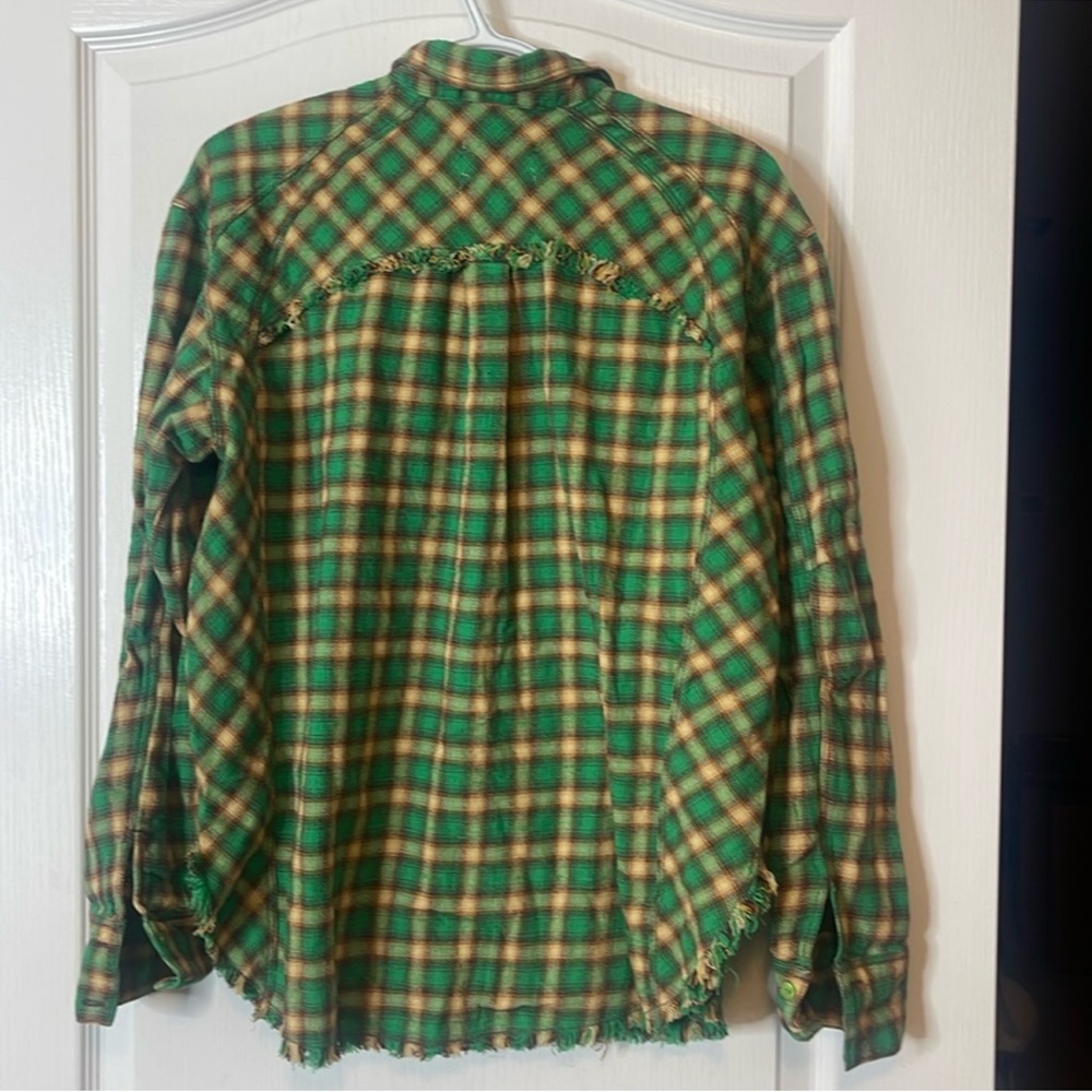 BDG / Urban Outfitters Brixton Distressed Flannel Shirt Green Size Small - Picture 8 of 12